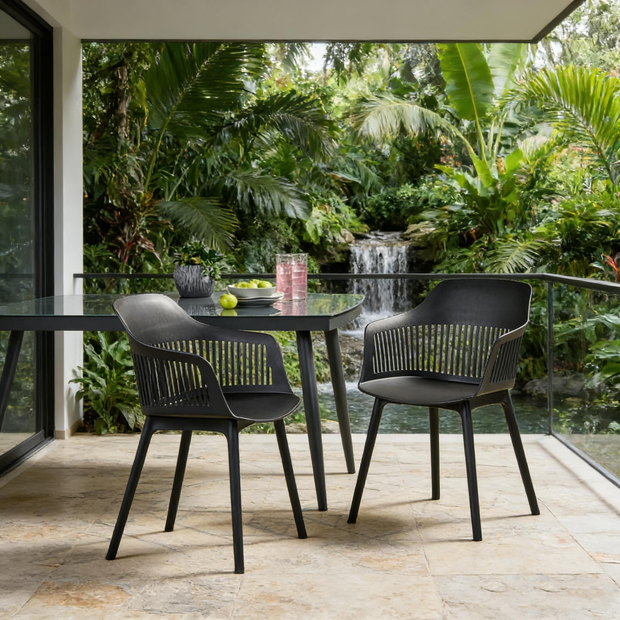 Outdoor Dining Chairs (Set of 2) – Space-Saving Patio Chairs for Garden, Deck, Poolside, Backyard