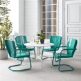 thumbnail image 1 of Outdoor Dining Set, Turquoise Gloss & White Satin - Dining Table & 4 Chairs - 5 Piece, 1 of 1