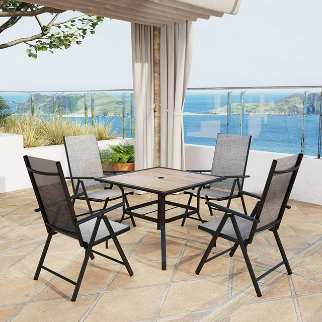 Outdoor Dining Set for 6 Aluminum Height Adjustable Folding Chair and