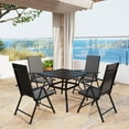 Outdoor Dining Set for 6 Aluminum Height Adjustable Folding Chair and