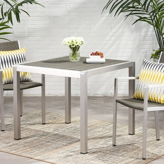 Outdoor Dining Table, 35" Aluminum Square | Ideal for Family Outdoor Meals | Rust - Free and Easy to Maintain | Overcomes the Shortage of Outdoor Dining Solutions