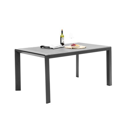 Outdoor Dining Table 60"x35" Patio Rectangular Dining Tables for Garden Powder-Coated Aluminum, Grey