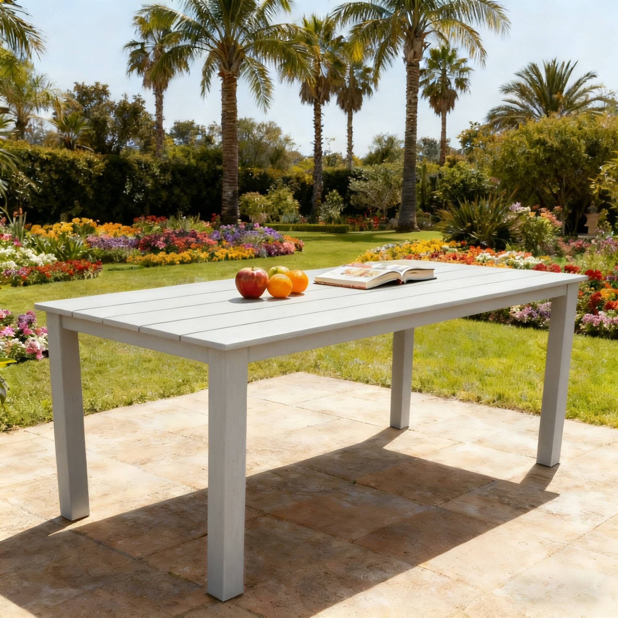 Outdoor Dining Table, 68.9 Inch Simple Solid Dinner Table for Garden Patio Backyard Picnic Casual Outdoor Meals, Teak