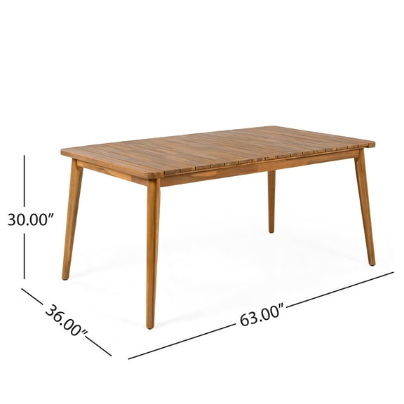 Outdoor Dining Table Acacia Wood Dining Table 6-Person Outdoor Table, Farmhouse Furniture for Patio, Garden, Backyard, Teak 180 LBS Weight Capacity 63"L,Patio Table