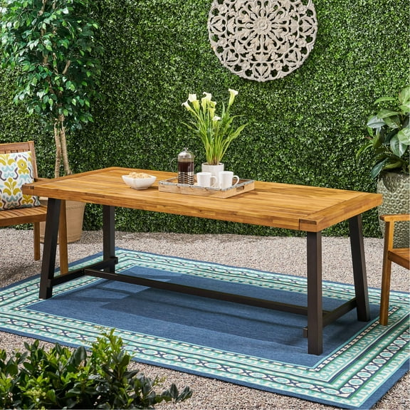 Outdoor Dining Table - Accommodates 8, Easy Maintenance Wood For 30.45 In. High, 8