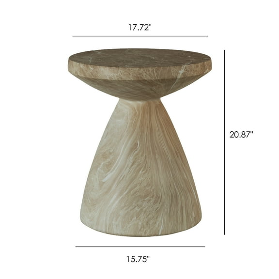 Outdoor Dining Table Cement Outdoor End Tables for Patio, GardenAccent Table Faux Terrazzo Accent Table, Modern Small Round Side Tablefor Outside, Tree Stump Garden Stool DrumTable indoor and Outdoor