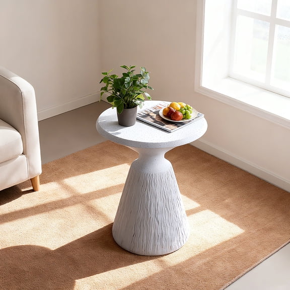 Outdoor Dining Table Cement Outdoor End Tables for Patio, GardenAccent Table, Modern Small Round Side Tablefor Outside, Tree Stump Garden Stool DrumTable indoor and Outdoor,Patio Table