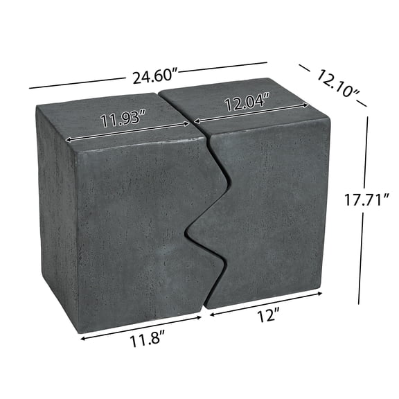Outdoor Dining Table MGO Side Table, Set of 2 Rectangular Outdoor Side Tables, Decorative Garden Stools for Indoor Outdoor, Accent Table Patio Side Table End Table w Spotted, Stone Gray Color,Patio T