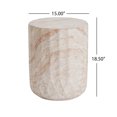 thumbnail image 1 of Outdoor Dining Table Outdoor/Indoor Lightweight Concrete Side Table,Cylinder Travertine Finish Accent Table,Patio Table, 1 of 9