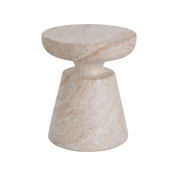 Outdoor Dining Table Outdoor/Indoor Lightweight Concrete Side Table,Travertine Finish,Patio Table
