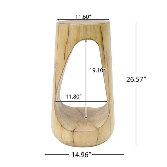 Outdoor Dining Table Outdoor Side Table,Hollow Design End Table,Patio Garden Stool Table,Decorative Accent Table for Patio Balcony Beach Pool Side,Lightweight Concrete,Wood Like Texture,Natural Color