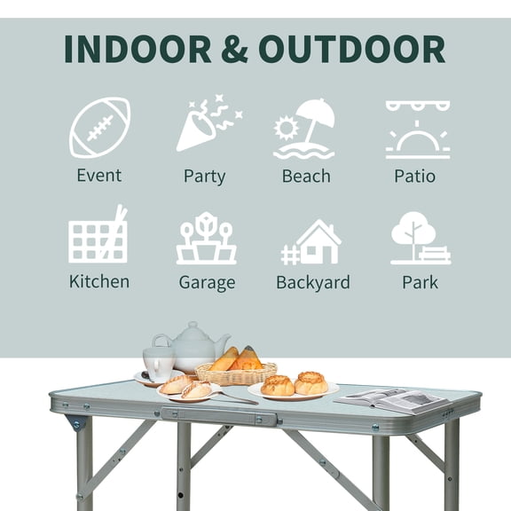 Outdoor Dining Table Outsunny 23" Folding Camping Table with Height Adjustability, Lightweight Portable Table with Carry Handle, Outdoor Folding Table Camping Accessories,Outdoor Coffee Table