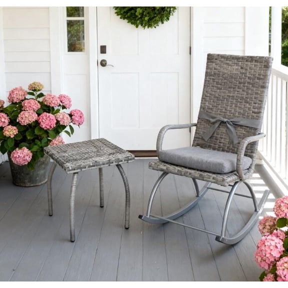 Outdoor Dining Table Small Square Rattan End Table,Outdoor Wicker Side Table,All-Weather Material Coffee Table for Garden, Balcony, Backyard,Patio Table
