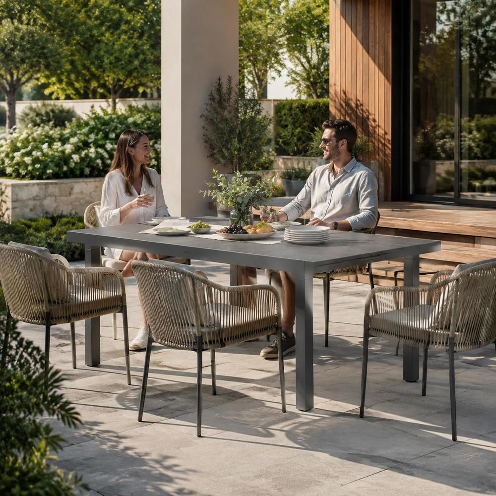Outdoor Dining Table, expandable for 6-8 people, aluminum frame ...