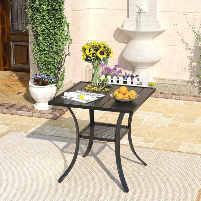 Outdoor Dining Table for 4 36.8"x 36.8" Patio Table with Adjustable