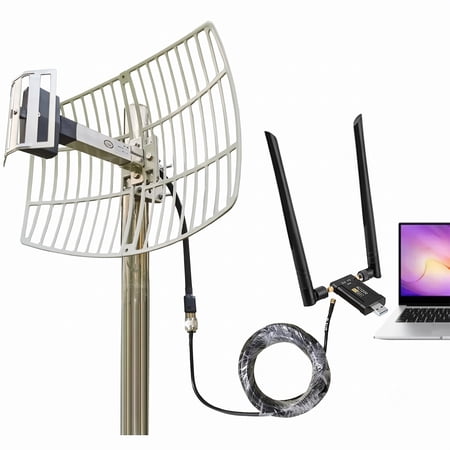 2.4GHz 17dBi Directional Parabolic Grid WiFi Antenna Outdoor Long Range Signal Extender for Router and Access Point