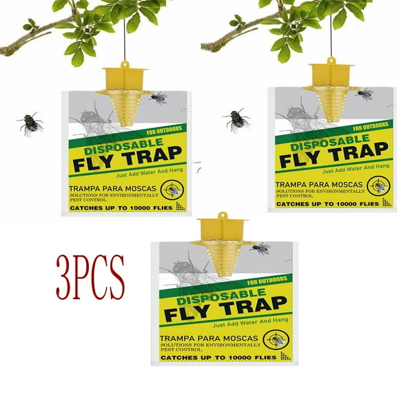 Outdoor Disposabe Hanging Fly Traps with Natural Pre-Bait, Rescue Fly Trap,Disposable Fly Bags,Fly Bags Disposable Fly Traps,Catches Flyes Everywhere Anywhere, Stables, Ranches, Cottages and More