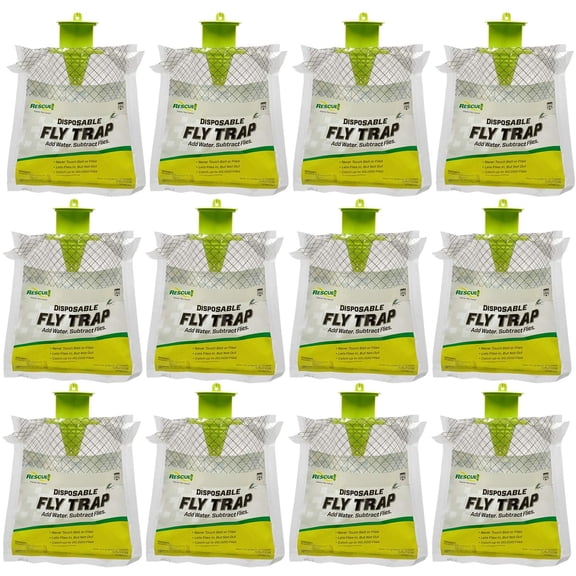 Outdoor Disposable Hanging Fly Trap - 12 Traps