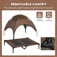 thumbnail image 1 of Outdoor Dog Bed with Removable Canopy, Raised Dog Cot with Anti-Slip Feet, Breathable Mesh for Indoor & Outdoor Use, Portable Cooling Pet Bed for Dogs Up to 66LBS, Coffee & Black, 1 of 8
