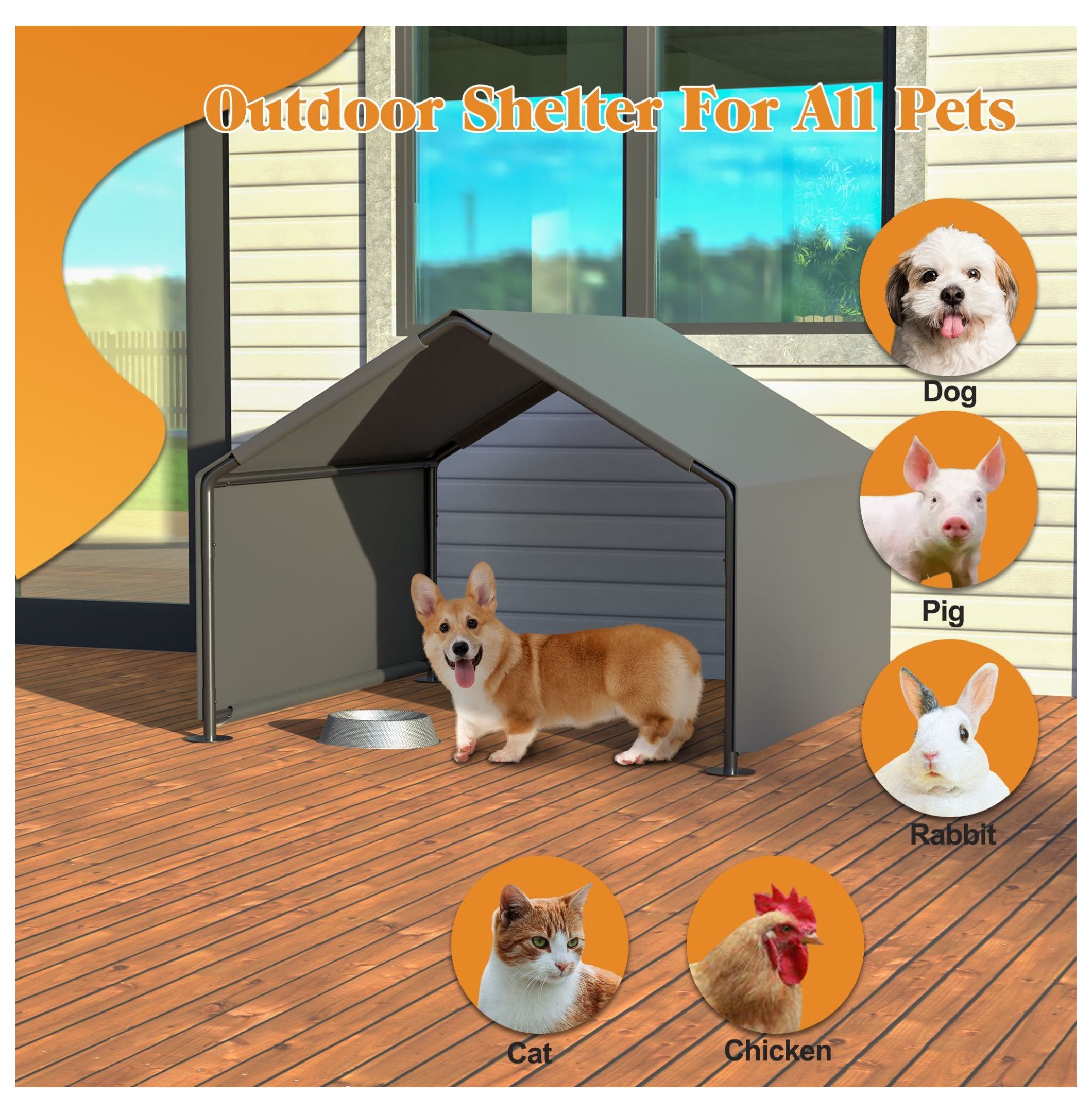 Image showcasing Outdoor Dog Bed Shade Shelter - Portable Pet Tent Water Resistant Dog ...