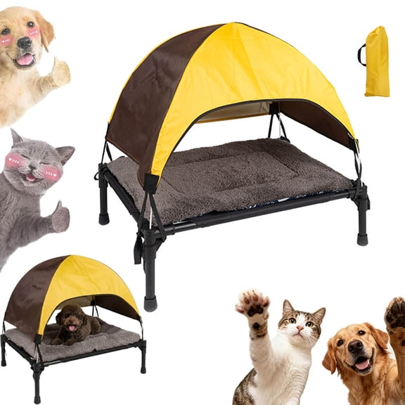 Outdoor Dog Bed with Removable Canopy, Water Resistant Portable Pet Shelter for Home and Travel