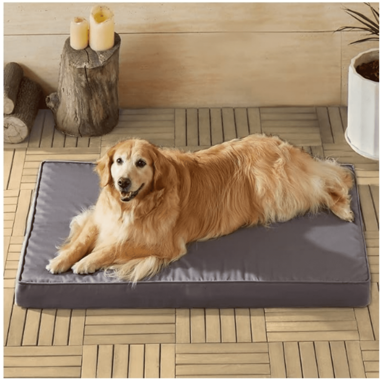 Outdoor Dog Beds for Large Dogs, Waterproof Dog Bed for Medium, Large, Extra Large Dogs, Orthopedic Pet Bed with Removable Washable Cover, Egg Crate Foam Pet Bed Mat. (36 x 27 in, Grey)