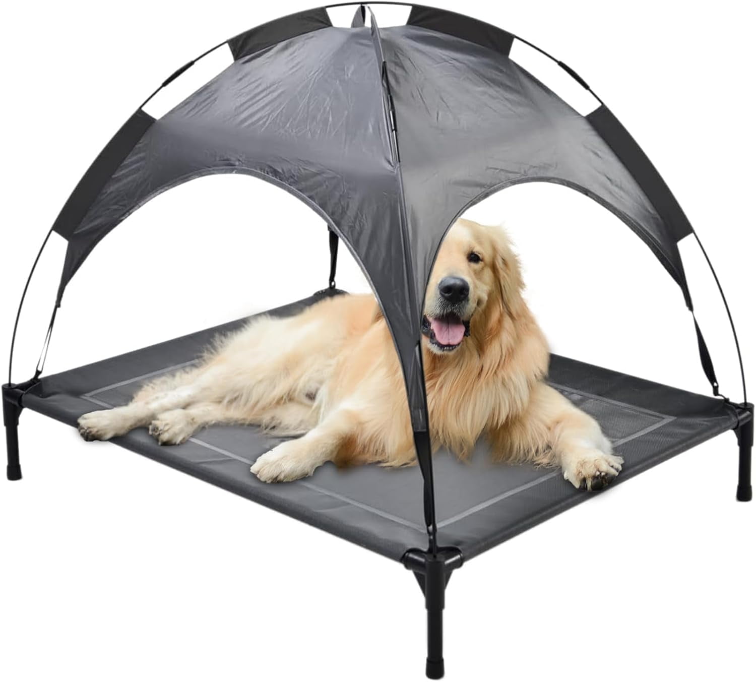 Go Gear Elevated Dog Cot with Removable Canopy, Gray