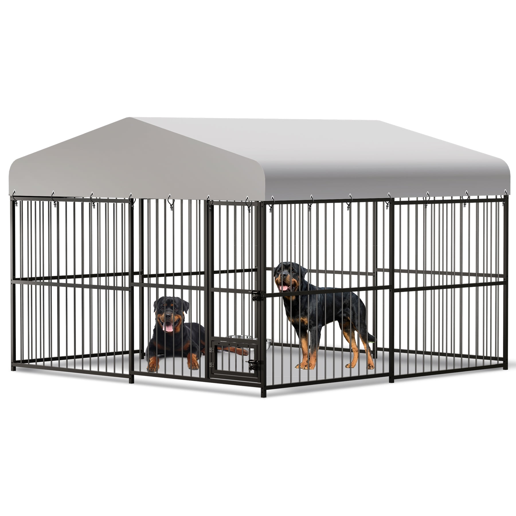 Outdoor Dog Kennel ,10x10 Heavy Duty Dog Crate, Outside Dog Kennel with Roof, Metal Large Dog Cage for Backyard Farm Use