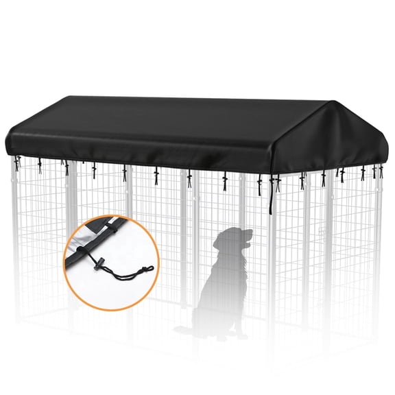 DOMIPET Outdoor Dog Kennel Roof Cover with Elastic Cords, Heavy Duty Dog Kennel Replacement Cover, Oxford Fabric Waterproof UV Resistant Canopy Protection for 8'x4' Large Pet Cage