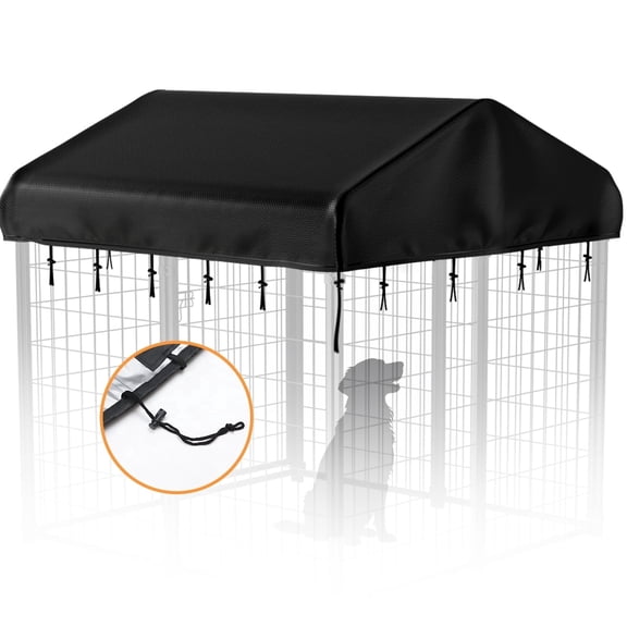 DOMIPET Outdoor Dog Kennel Roof Cover with Elastic Cords, Heavy Duty Dog Kennel Replacement Cover, Oxford Fabric Waterproof UV Resistant Canopy Protection for 4'x4.2' Large Pet Cage
