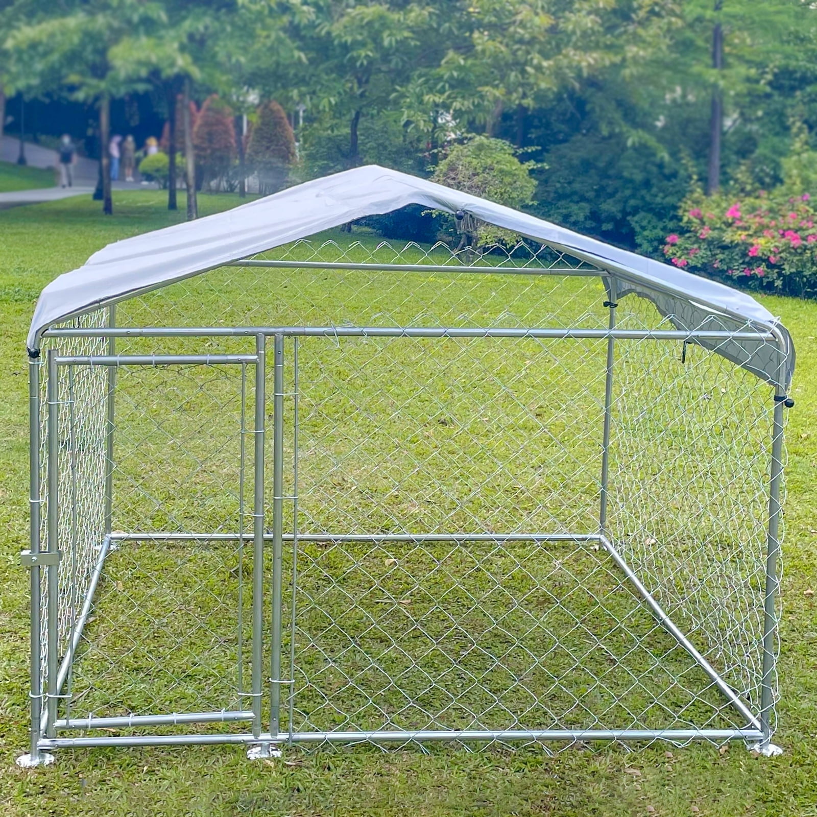 Outdoor Dog Kennel Dog Pen Pet Crate Kennel Playpen House with Roof 6.5x6.5ft