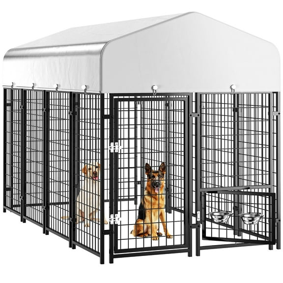 Outdoor Dog Kennel, Dog Run for Outdoor, Large Dog Pens Cage with Roof Waterproof for Large to Medium Dog Outside (8'Lx4'Wx6'H)