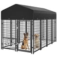 thumbnail image 1 of Outdoor Dog Kennel, Dog Run for Outdoor, Large Dog Pens Cage with Roof Waterproof for Large to Medium Dog Outside (8'Lx4'Wx6'H), 1 of 8