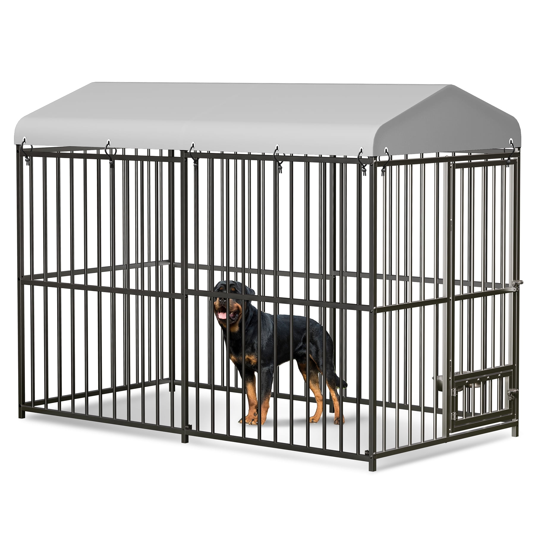 Outdoor Dog Kennel Outside Heavy Duty Dog Enclosure House Mesh Big Pet Pens Dogs Cage with Waterproof  Cover Roof for Large Dog Kennels Pens