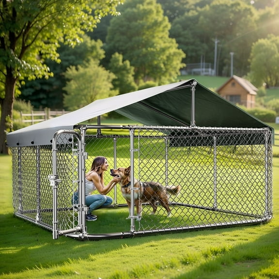 Outdoor Dog Kennel for Outside, DomiPet Extra Large Heavy Duty Shade Dog Pen Playpen, Pet Dog Enclosure Crate Dog Run House