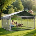 thumbnail image 1 of DOMIPET 10 x 10FT Large Outdoor Dog Kennel with Waterproof Roof, Heavy Duty Shade Dog Cage Pet Kennel House, Dog Enclosure for Outside, Dog Fence Playpen Weatherproof Shelter, 1 of 7