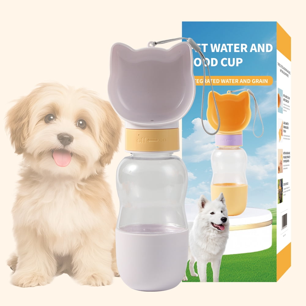 Leakproof White ABS Cat Water Bottle with Food Container at Walmart