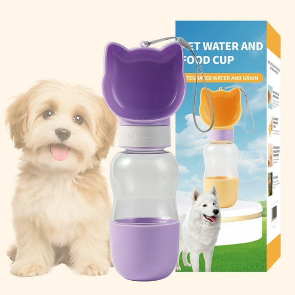 Outdoor Dog Water Bottle Dispenser - Leak Proof for Pets On The Go with Food Container Multifunctional Travel Dog Water Bottle
