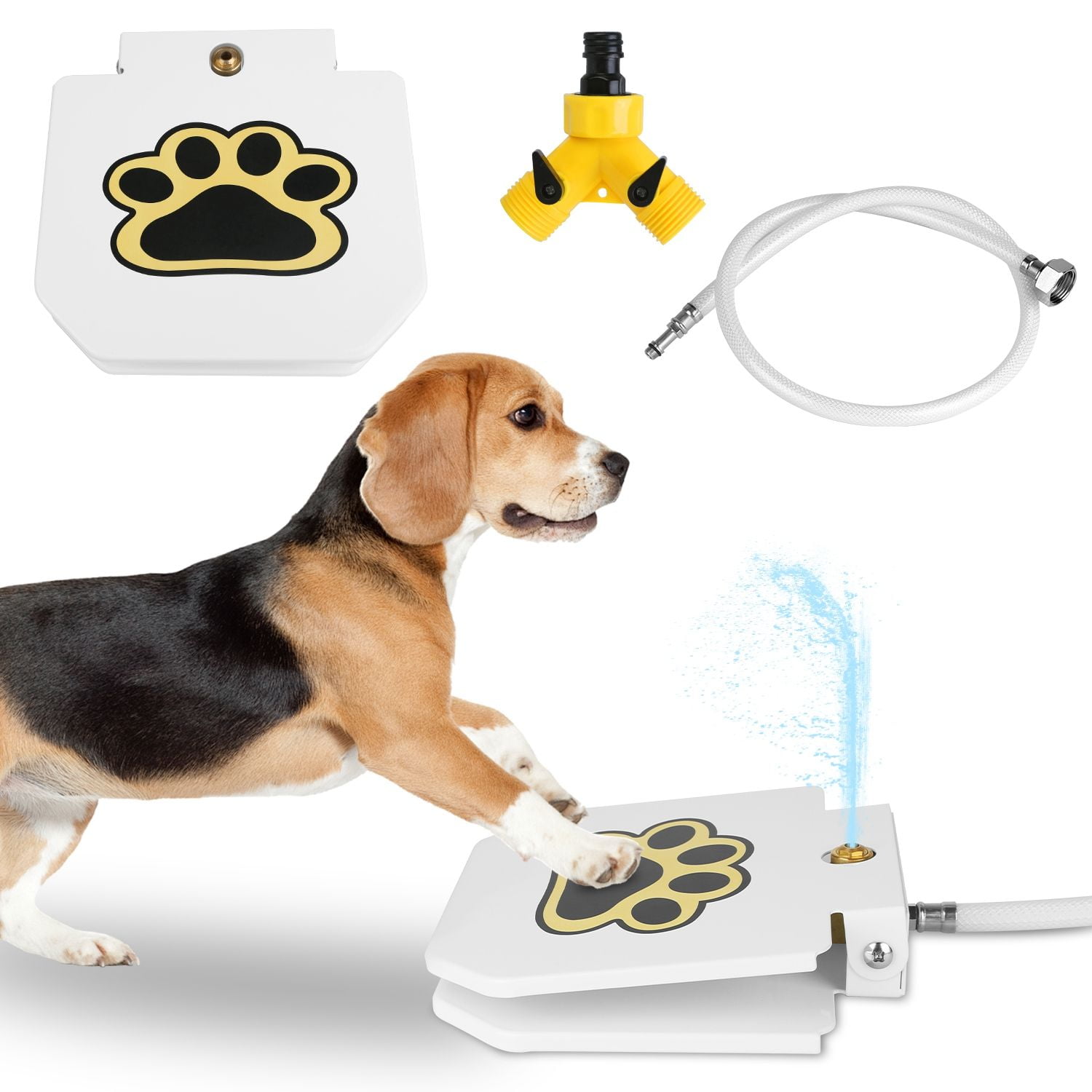 Outdoor Dog Water Fountain, Step-On Activated Pet Water Dispenser, Interactive Paw Pedal Sprinkler for Dogs, Automatic Fresh Water Feeder