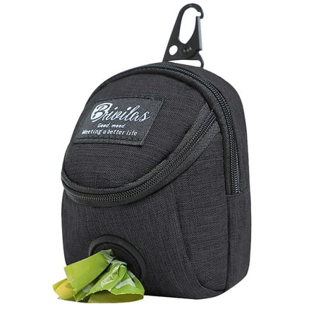 Outdoor Dogs Cats Feeding Pouch, Built in Poop Bag Dispenser