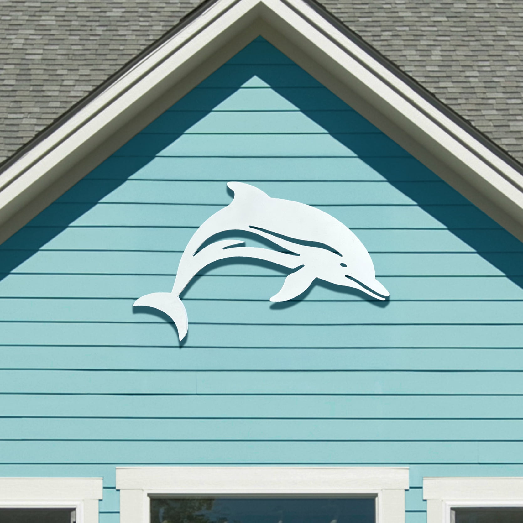 Outdoor Dolphin Sign – Coastal Beach House Wall Decor – PVC Dolphin Indoor Outdoor Use – Nautical Marine Animal Decor for Pool, Shed, Garage, 4 Foot