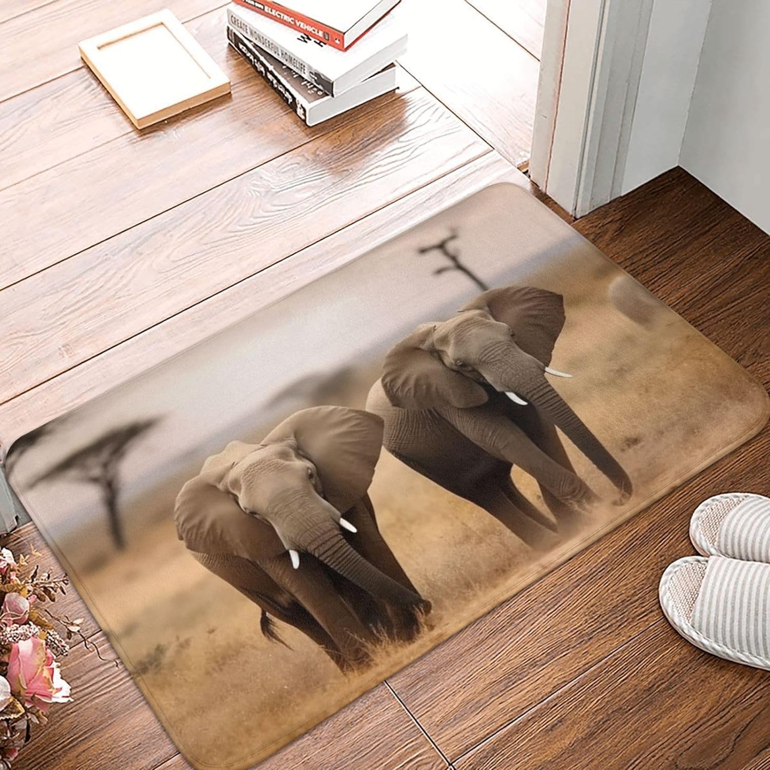 Outdoor Door Mat Front Door Mats Wild Animals Elephants AntiSlip