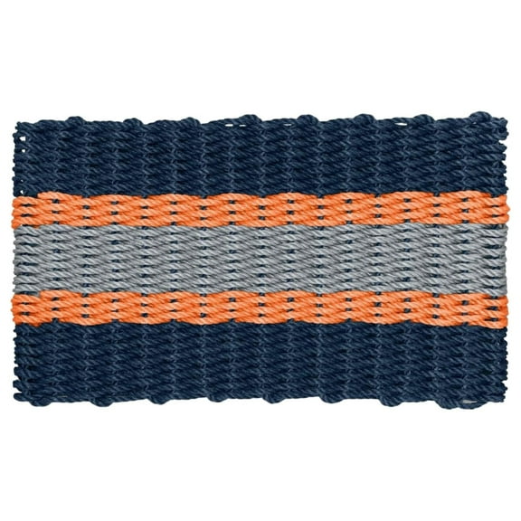 Outdoor Door Mat, Lobster Rope Doormat, All Weather Mats, Woven Door Mat from Nautical Rope, Front Door Welcome Mats, (Navy, Orange, Silver, 18 x 30)