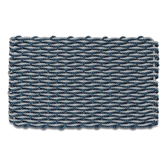 Outdoor Door Mat, Lobster Rope Doormat, All Weather Mats, Woven Door Mat from Nautical Rope, Front Door Welcome Mats, (Navy/Silver Double Weave, 18 x 30)