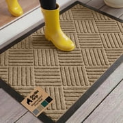 GORILLA GRIP Outside Doormat, WeatherMax Waterproof Indoor Outdoor Door Mat, 29x17 Beige Diamond