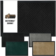 GORILLA GRIP 100% Waterproof All-Season WeatherMax Doormat, Durable Natural Rubber, Stain and Fade Resistant, Low Profile, Indoor Outdoor Door Mats, Easy Clean Patio Entrance Mat, 17x29, Black Diamond