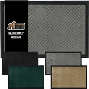 GORILLA GRIP 100% Waterproof All-Season WeatherMax Doormat, Durable Natural Rubber, Stain and Fade Resistant, Low Profile, Indoor Outdoor Door Mats, Easy Clean Patio Entrance Mat, 17x29, Steel Diamond