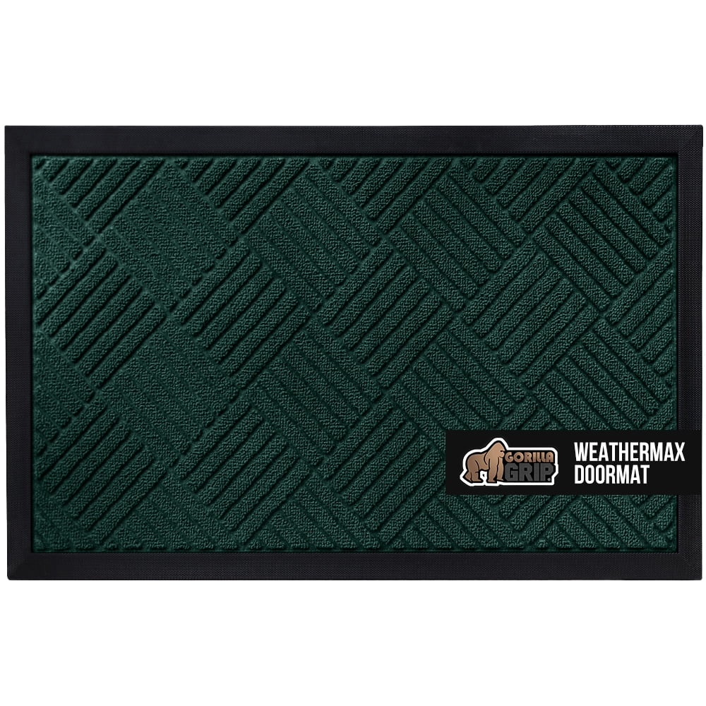 Gorilla Grip Waterproof WeatherMax Doormat 17×29 Indoor Outdoor Stain and Fade Resistant Door Mat Steel Gray