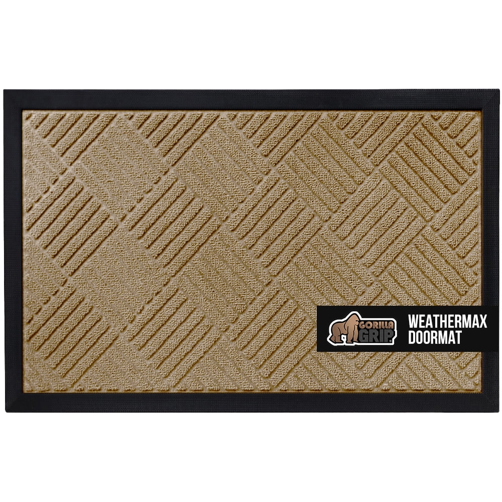 Gorilla Grip Waterproof WeatherMax Doormat 17×29 Indoor Outdoor Stain and Fade Resistant Door Mat Steel Gray