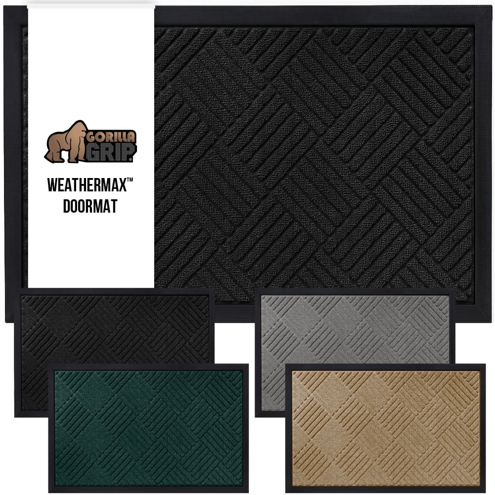 Gorilla Grip Waterproof WeatherMax Doormat 17×29 Indoor Outdoor Stain and Fade Resistant Door Mat Steel Gray